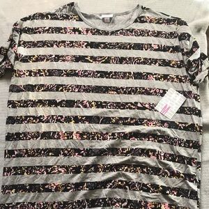 BNWT Lularoe Irma top ghost stripes floral size M